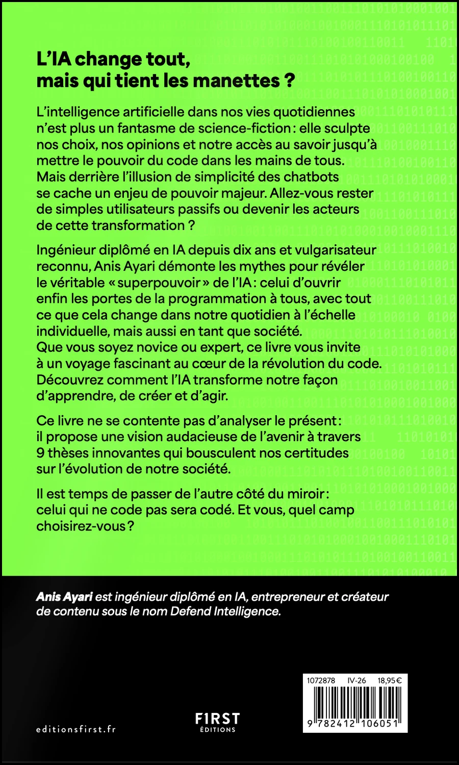 Dos de la couverture officielle du livre Le Super Pouvoir de l'IA